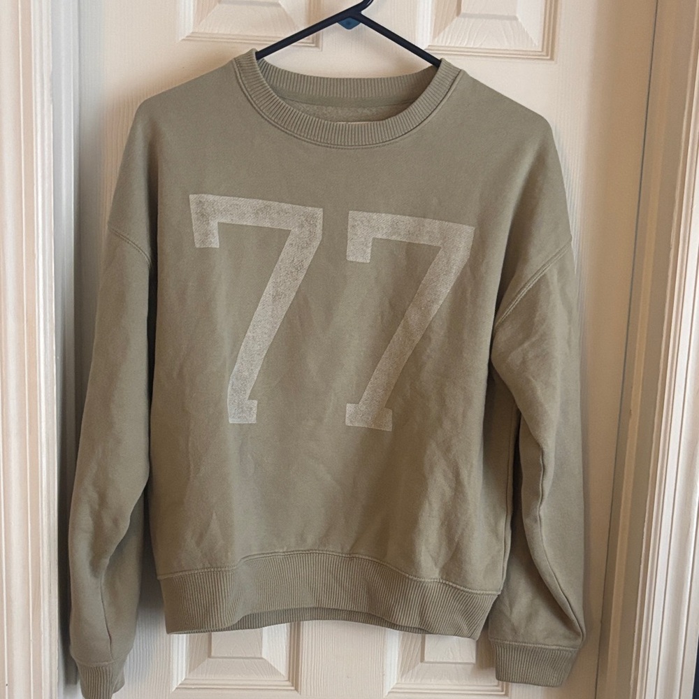 AE Olive Green Sweatshirt with 77 Print
